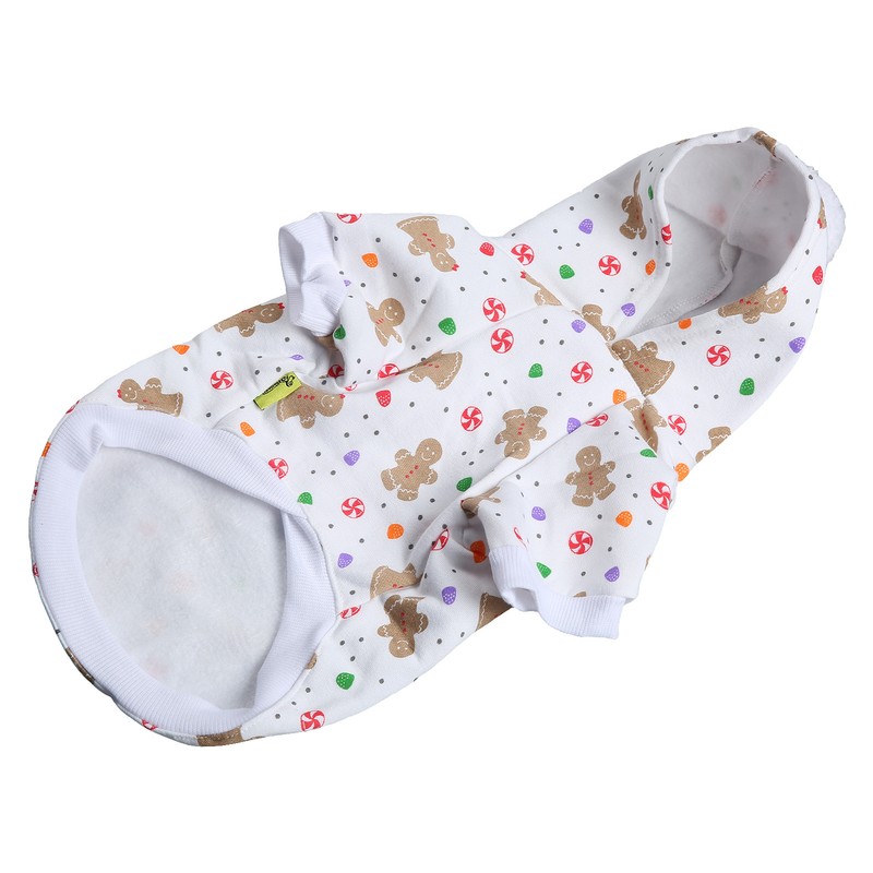 Christmas Dog Hoodie White Background Print Cute Gingerbread Man Dog