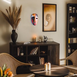 Abstract Sculpture Human Face Wall Art Decor - Modern Minimalism Mask Home Wall Decor Statues - Vintage Pop Wall Art for Bedroom Bathroom Living Room Resin Figurines (A)