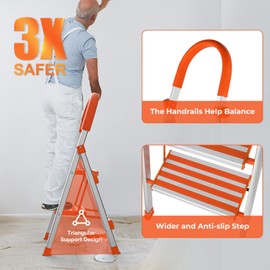 LUISLADDERS 2 Step Ladder Aluminum Lightweight Folding Step Stool Portable Home and Kitchen Sturdy Stepladder 500lbs EN131 Little Step Ladder