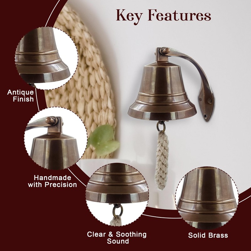 THDC Nautical Hanging Wall Mountable 4" Solid Brass Ship Bell