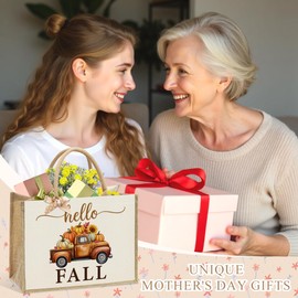 Autumn Pumpkin Canvas Tote Bag - Large Reusable Grocery Shopping Bag for Women, Rustic Country Gift (Christmas Thanksgiving Birthday Mother's Day)