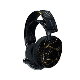 MightySkins Compatible with Steelseries Arctis 7 Gaming Headset (2019) - Black Gold Marble | Protective, Durable, and Unique Vinyl Decal| Easy to Apply, Remove, and Change Styles | Made in The USA