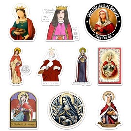 (10 PCS) St. Elizabeth of Hungary Stickers - Christian Catholic Gift Waterproof Vinyl Sticker Decal for Laptop Water Bottle or Car 3 Inches