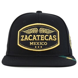 Trendy Apparel Shop Mexico States with Eagle Embroidered Flatbill Snapback Cap - Zacatecas - Black Black
