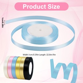 ​​6 Rolls Multi-Color Satin Ribbon Set – 10mm Width 22.8m Long Ribbon, Pink/Black/White Gift Ribbon for Gift Wrapping,DIY Crafting & Party Decor