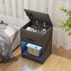 Auromie Nightstand with Charging Station and LED Lights, Concealment Furniture