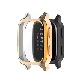 Flesh Leaf Compatible with Garmin Venu Sq Screen Protector Case, All-Around Protective Cover Soft TPU Shockproof Bumper Frame (Black+Silver+Gold+Pink+Rose Gold+Blue+Gray+white) (Rose Gold)