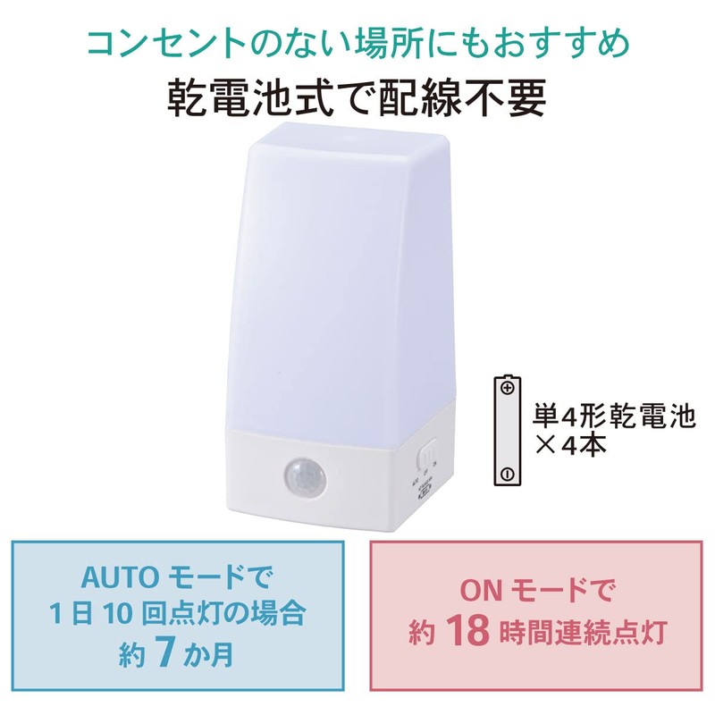 LED人感センサーライト NIT-BLA6JS-WN 06-0132