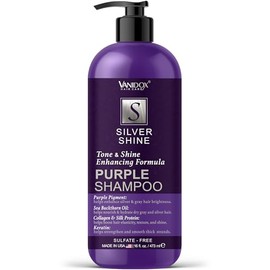 Champú morado sin sulfatos para cabello gris y plateado, champú morado con pigmento morado para dar un tono cobrizo, champú morado para cabello gris  