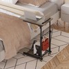 JXINONT Overbed Table, Sofa Side Bedside C Table with Wheels,