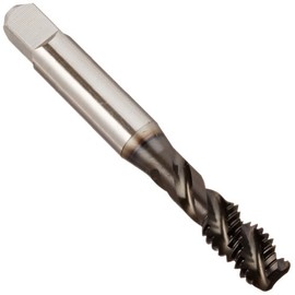 YG-1 D2 Series Vanadium Alloy HSS Spiral Flute Tap, Hardslick Coated, Round Shank with Square End, Modified Bottoming Chamfer, 1/4"-20 Thread Size, H3 Tolerance