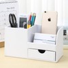 KINGFOM Desk Organiser Tidy Caddy Leather Pen Pencil Pots Holder