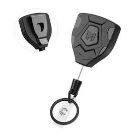 MNGARISTA Heavy Duty Retractable Keychain With Belt Clip, ID Badge Reel, Badge Holder With 31.5" Steel Cord and Key Ring, 9.0oz, Black