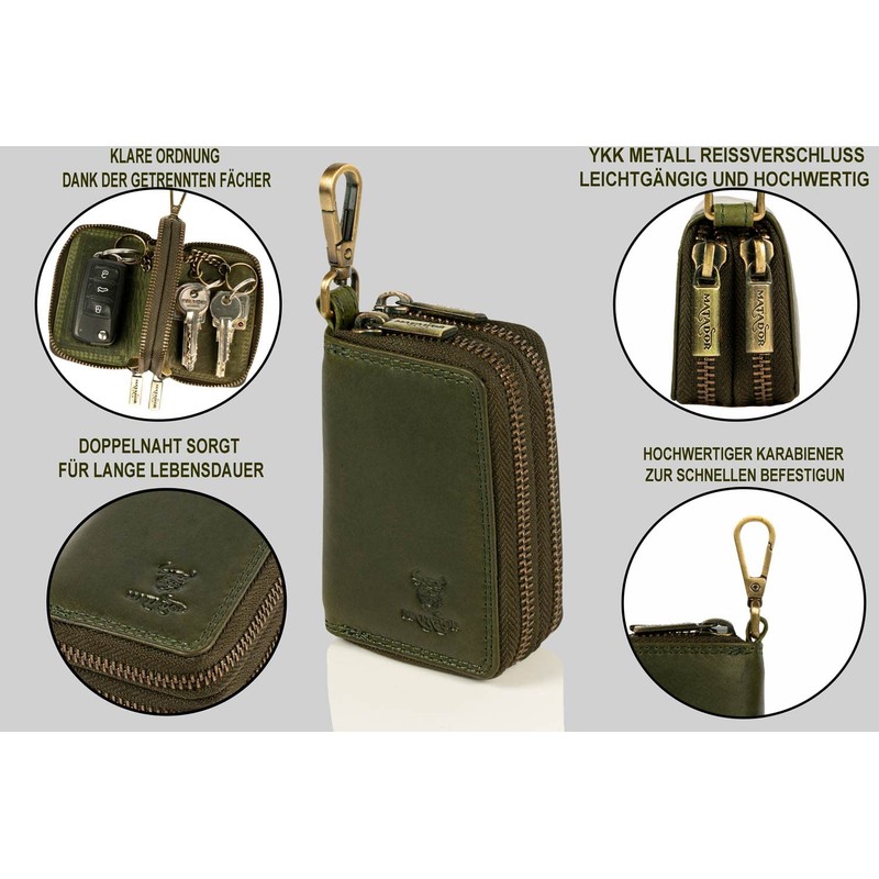Matador Genuine Leather Key Fob K64, Green/Green, Classic