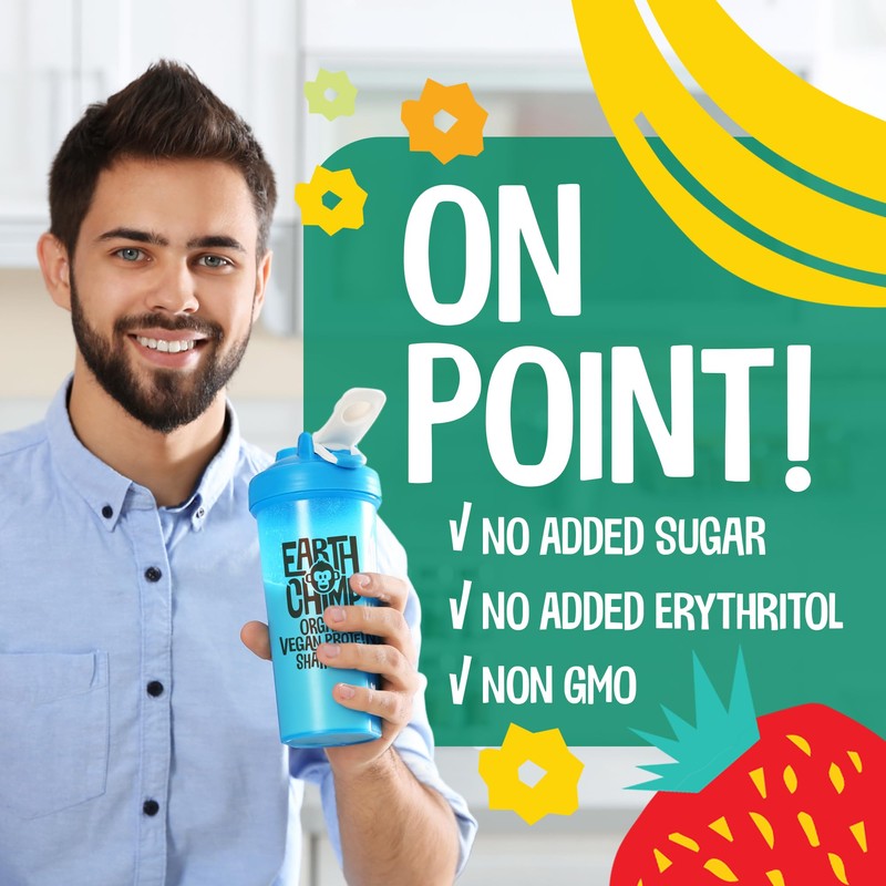 EarthChimp Organic Vegan Protein Powder - with Probiotics - Non