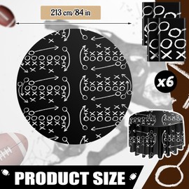 Oudain 6 Pcs Football Theme Tablecloths 84 Inches Round Football Table Cloth Disposable Plastic Football Table Covers for Football Theme Birthday Party Favors Games Decoration Supplies