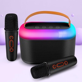 Kids Karaoke Machine, YSD Portable Bluetooth Speaker with 2 Wireless Microphones, LED Lights Karaoke Machine for Kids Adults, Birthday Party, Outdoor