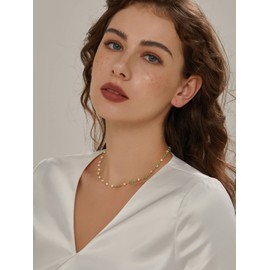 DAUMIER Freshwater Pearl Green Aventurine Jade Choker Necklace 18inch Jewelry Birthday Gift for Mom Women