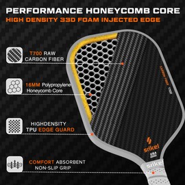 Srikel Pickleball Paddles Set of 2 – USAPA Approved T700 Raw Carbon Fiber, Professional Pickle Ball Rackets 2 Pack with 4 Balls,1 Bag & Grip Tapes for Men and Women