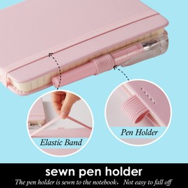 NIRMIRO Small Notebook Journal with Pen, Mini Pocket Mini Leather Journal for Women, Small Pocket Note Sheet for Work and Notes, Pink, Yellow and Sky Blue Leather Cover