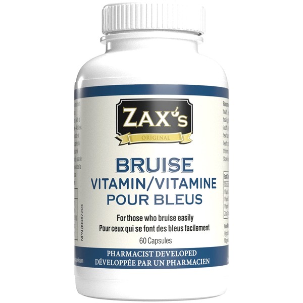 ZAX'S ORIGINAL Bruise Vitamin Pharmacist Developed Bruising Supplements Potent Bruising Swelling Reducer, Zinc, Vitamin K, D3, Ascorbic Acid, Citrus Bioflavonoids, 60 Caps, Combine Arnica Bruise Cream