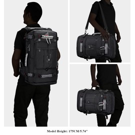 WITZMAN Travel Backpack for Men and Women Convertible Duffle Luggage Bag fit 17 Inch Laptop Carry On Bags for Airplane (B681 Black)