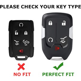 HOUTIAN for Chevy Key Fob Cover with Keychain, for 2019 2020 2021 2022 2023 GMC Sierra, Chevy Silverado 1500/2500HD/3500HD, 5-Button, TPU, Accessories