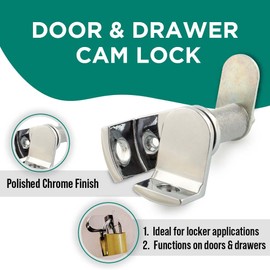 Olympus Lock Padlockable Cam Locks | DCP Series US26 Polished Chrome Cabinet Locks | Padlock Cam Lock for Doors & Drawers