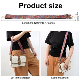 POXIAOER Handbag Strap, Bag Strap 3 Pack Adjustable Cross Body Purse Straps Ethnic Style Bohemian 4cm/1.5in Wide Shoulder Straps for Bags Belt Replacement (Red & Green & Blue)