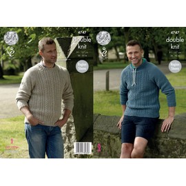 King Cole 4747 Knitting Pattern Mens Raglan Sleeve Sweater in King Cole Merino DK,Multicolor,36" - 50" chest