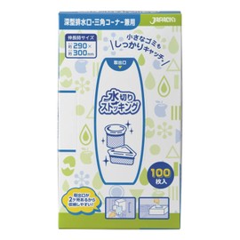 Japax MZB102 Dish Drainer Net, White (Blue Mouth), Expanded, Width 11.4 x Height 11.8 inches (29 x 30 cm), 100 Pieces, Deep Drainage, Triangular Corner, Multi-Use, Stockings, Easy to Remove, Box Type, Kitchen Drainage Net