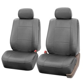 FH Group Front Set Faux Leather Car Seat Cover for Low Back Seat with Removable Headrest, Universal Fit, Easy to Clean Seat Covers for SUV, Solid GrayYour