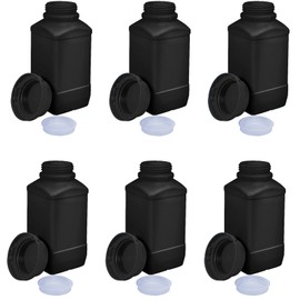Lxoraziy Pack of 6 250 ml Wide Mouth Bottles, HDPE Plastic Bottles with Screw Caps, Empty Chemical Bottles, Laboratory Bottle for Laboratory, Kitchen or Hobby (Black)