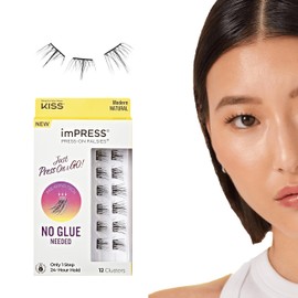 imPRESS KISS imPRESS False Eyelashes, Lash Clusters, Falsies, Modern Natural', 12mm-14mm, Includes 12 pieces of pre-bonded lashes, Contact Lens Friendly, Easy to Apply, Reusable Strip Lashes