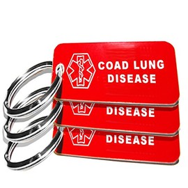 My Identity Doctor - 3 Pre-Engraved COAD Lung Disease Plastic Medical Alert ID Keychains, Small 2.25 x .79 Inch