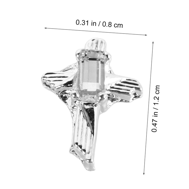 VICASKY 10pcs Sparkling Metal Cross Nail Charms Unique Rhinestone Decorations