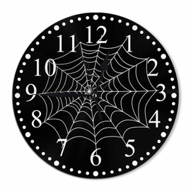 KEEPSUPER Clock Spider Web Pattern Wall Clock 10 Inch Silent Non-Ticking Clocks Battery Operated for Home Living Laundry Room Kitchen Bedroom Office