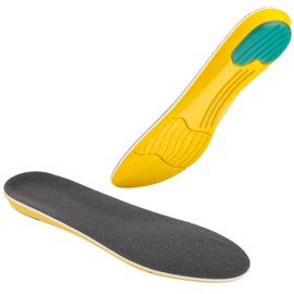 Plantilla ortopédica para fascitis plantar, espuma viscoelástica, 1/2 pulgadas, aumento de altura (amarillo), excelente absorción de golpes y amortiguación, las mejores plantillas para hombres y mujeres para uso diario, talla S