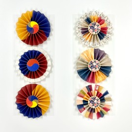 Generic Korean Traditional Culture 3D Stickers (6pcs) : Rosette Ribbon - Korean Culture, Textured Detailing, Decorating, Collection, RM-S-24-02