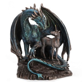 Veronese Design 6 7/8 Inch Protector of Magick by Lisa Parker Cold Cast Resin Bronze Finish Dragon Unicorn Sculpture