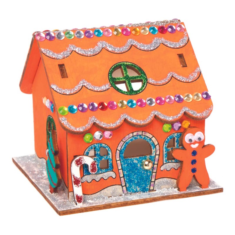 Baker Ross AX364 Gingerbread House Wooden Tea Light Holder -