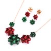 HZEYN Christmas Bow Necklace Earrings Red Green Christmas Bows Choker