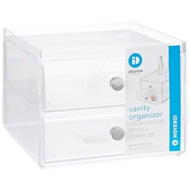 iDesign 2 Jewelry Box, Compact Storage Organization Drawers Set for Cosmetics, Dental Supplies, Hair Care, Office, Dorm, Desk, Countertop, Clear/Transparent, 16.5 x 17.8 x 12.7 cm