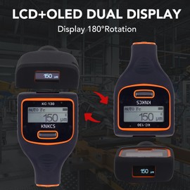 KNKCS Paint Depth Gauge - Dual Screen Paint Thickness Meter for Iron/Aluminum/Zinc/Fe Putty, Coating Thickness Gauge with Auto Material Detection, 0~3000μm Range, Support Bluetooth and Mobile APP