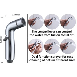 G-Promise Dog Shower Sprayer Attachment for Fast and Clean Pet Showering, Multifunctional Shower, Metal Diverter, 118 Inch Extra Long Hose, No Drill Hook, Dog Washing-Bathroom (Chrome)