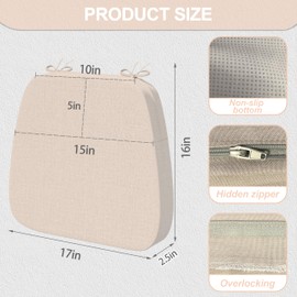 Iristykilin 17'' x 16'' x 2.5"Thick Chair Cushions for Dining Chairs, 4 Pack WaterProof Easy Clean Kitchen Chair Pads with Ties and Non-Slip Backing - 30D High Elastic Foam Soft Kitchen Chair Cushions