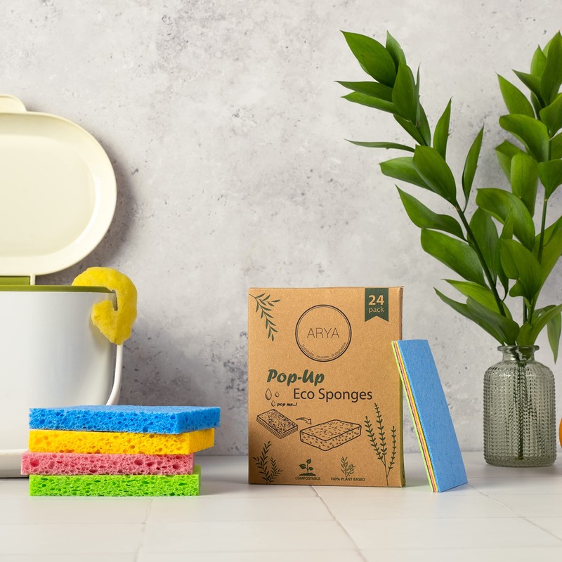 ARYA. | Pop-Up Eco Sponges 24 Pack | Natural Cellulose