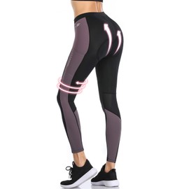 Santic Women's Cycling Pants High Waist 4D Padded Cycling Capris Pants 7/8 Biking Tights Pants with Pockets