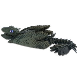 3D Printed Feathered Wyvern Dragon-13.5 inch, 3D Printed Dragon Animals Pack,Flying Dragon,Articulated Dragon,Fidget Dragon,Desktop Ornament Pet Toys,3D Printed Stuff(Chameleon Series-Royal Green)