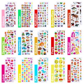 ECHOCUBE 3D Puffy Stickers - Reusable 3D Stickers with Animal, Car & Number Patterns, 30 Sheets Decoration Decals for Kids Party Bag Fillers, Gift & Craft